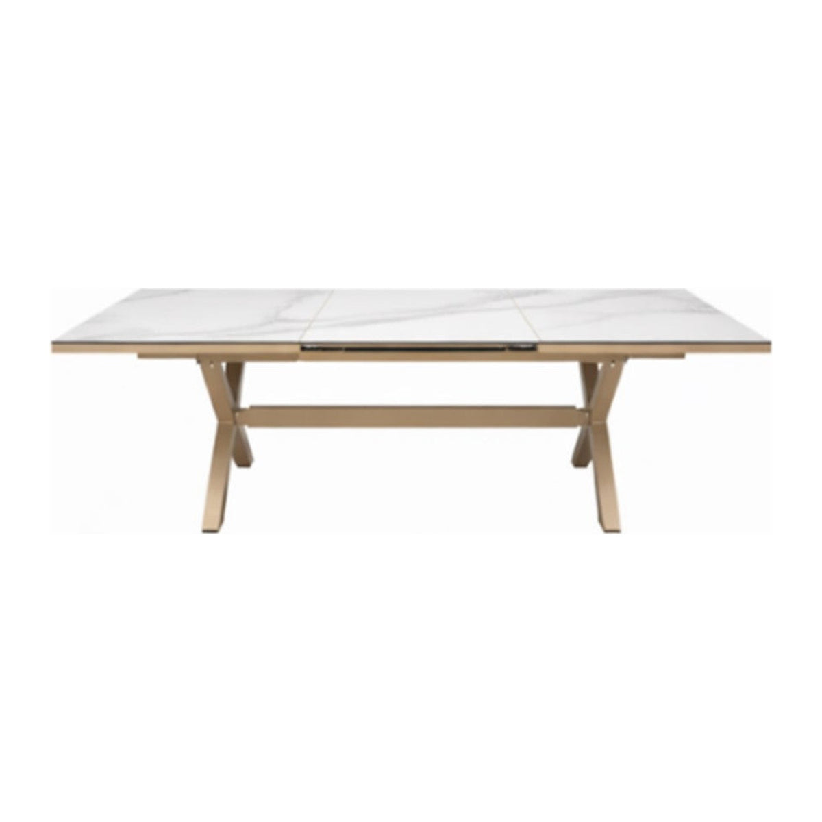 Mesa de Comedor Extensible Galilea 240-300 — Cerámica Blanca / Champagne