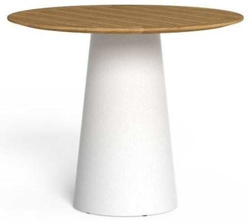 Dolcevita Teak Mesa de Comedor Redonda Color A12 White - L9 Teka Natural. 90dx74h Cm.