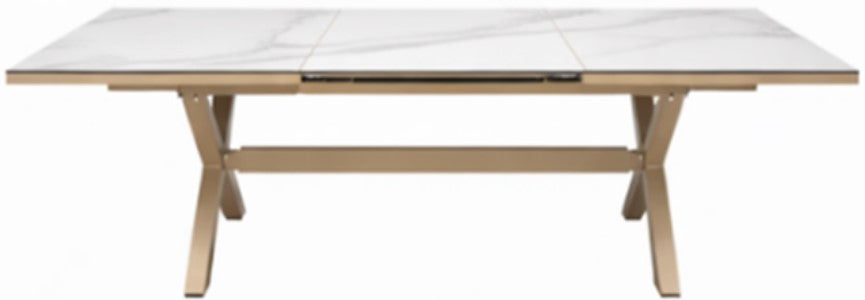 Mesa de Comedor Extensible Galilea 240-300 — Cerámica Blanca / Champagne — imagen original